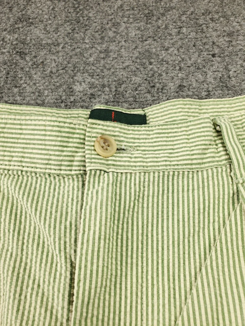 Vintage J Crew Oarsman Seersucker Pleated Shorts 36 Green Striped Cotton Preppy
